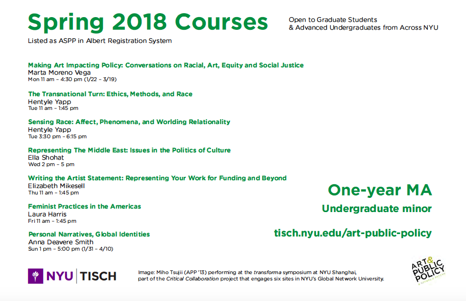 Art & Public Policy 2018 Courses